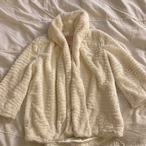 Faux Rabbit Fur Open Front Jacket
